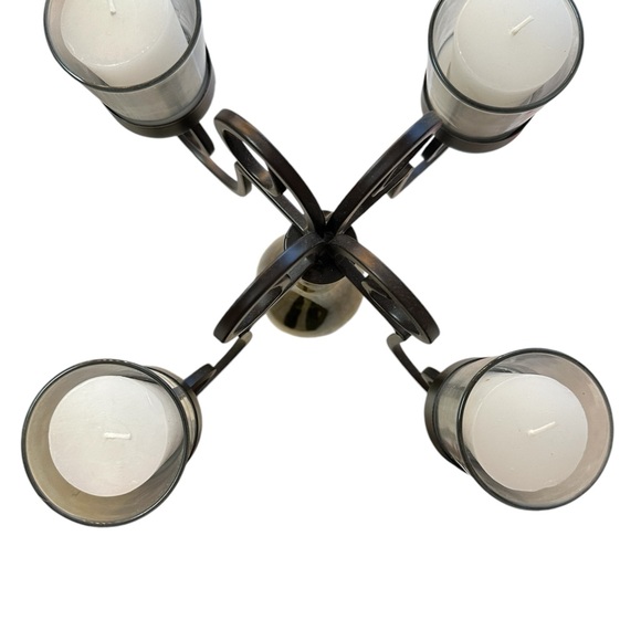 Wrought Iron Black Swirled 4 Votive Wine Bottle Candelabra Candle Holder-NEW - Picture 3 of 6